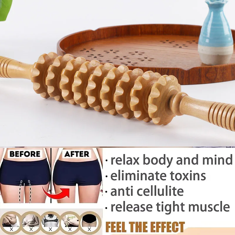 Wooden Massage Roller Lymphatic Drainage Massage Scraper Full Body Pain Relief Tool Anti Cellulitis Limb Massage