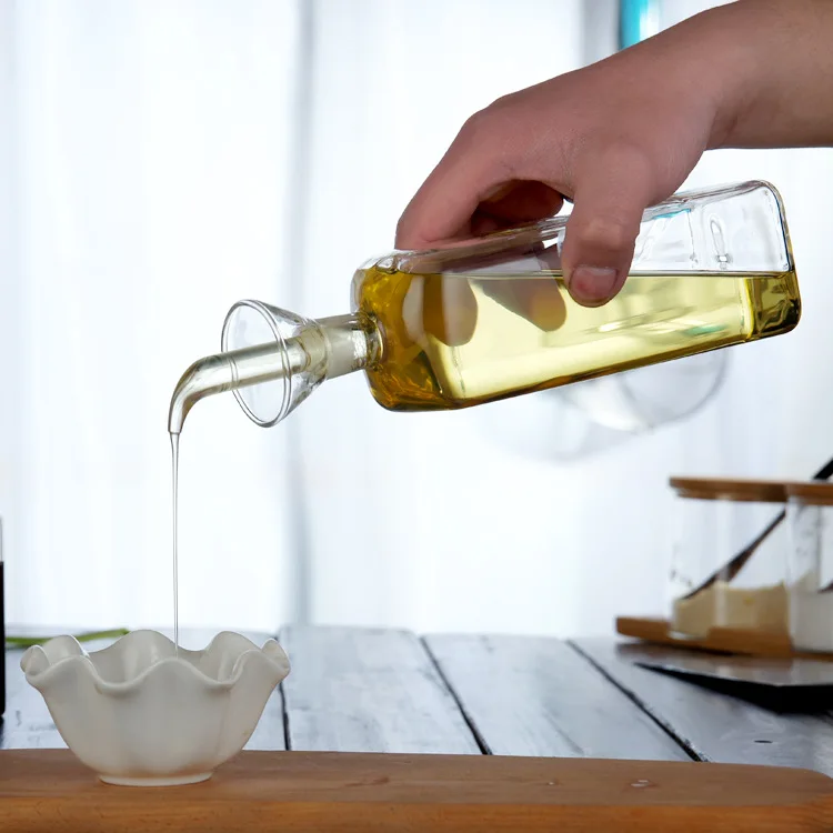 Frasco de óleo de vidro com alta bor, panela de cozinha à prova de vazamentos para vinagre, molho de soja, uso doméstico