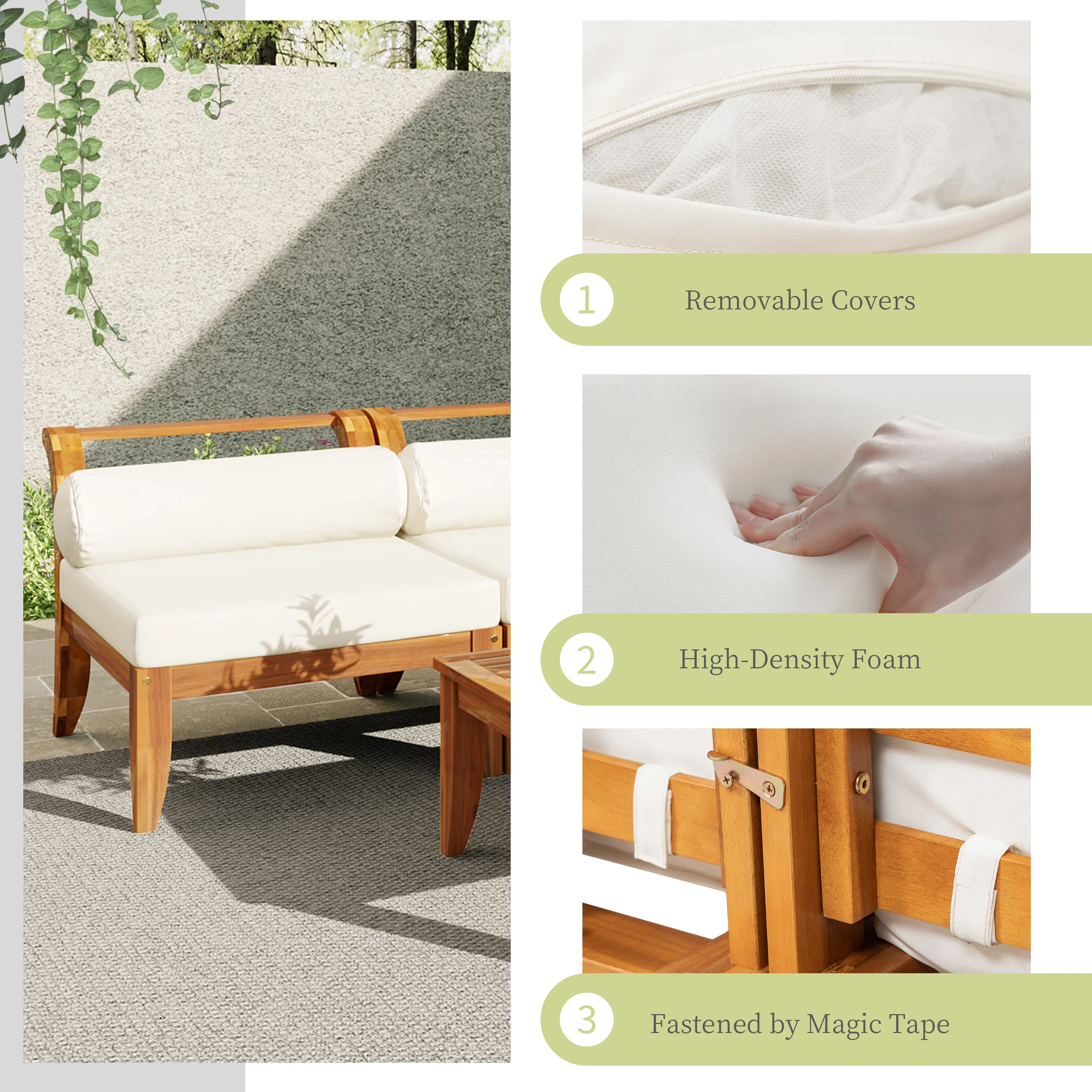 Kép 6: # Dohosodik faipari kültéri Dívány beállítása 6-piece l-shaped Modulusos sectional vel Vízálló Párna Átváltható