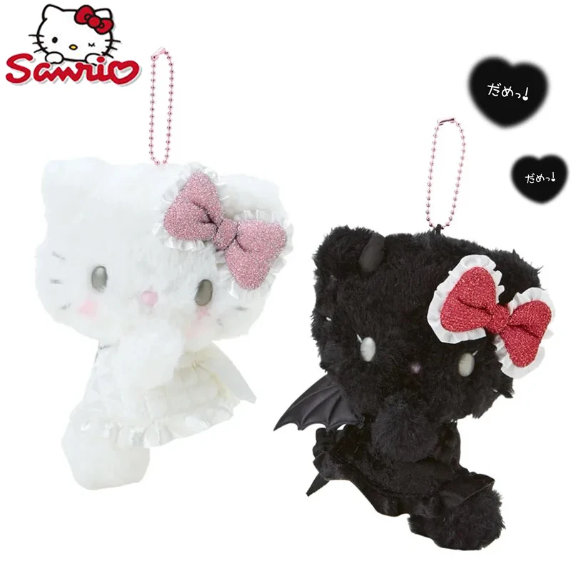 Sanrio White/Black Angel Devil Series Plush Doll Girl Cute Keychain Pendant Cartoon Backpack Decoration Toys Kids Holiday Gifts