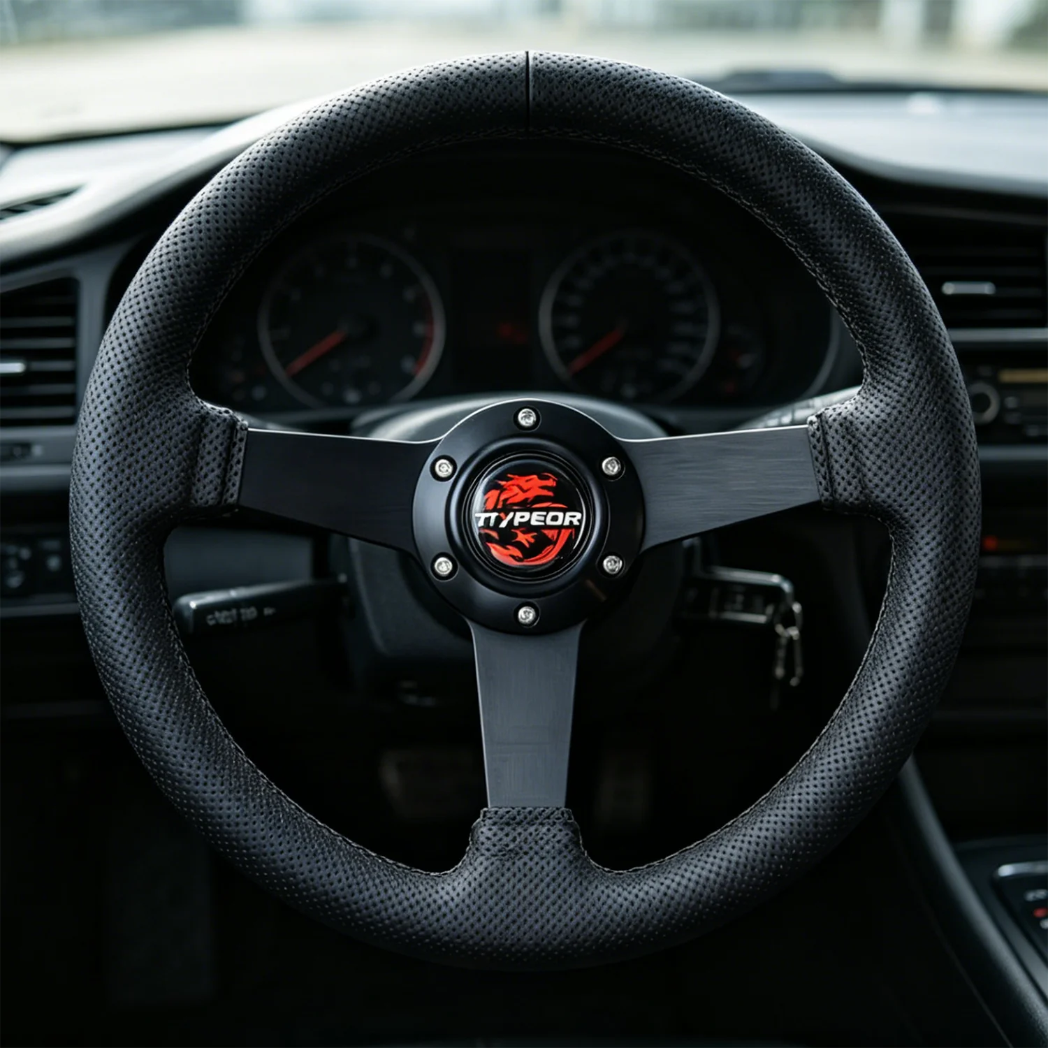 

TIYPEOR Universal 14 Inch Drift Steering Wheel 350mm Pmicrofiber Leather Modified Dragon Year Commemorative Edition