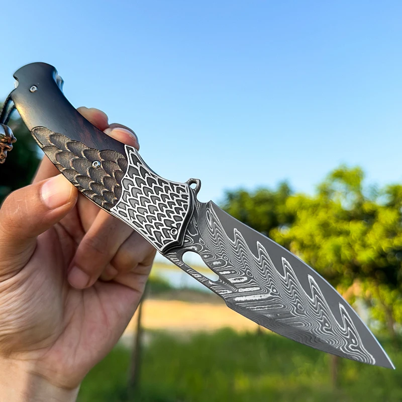 

Damascus Steel Folding Knife Pocket Knife Tactical Saber Outdoor On foot camping hunting survival sharp fishing Pocketsclipknife
