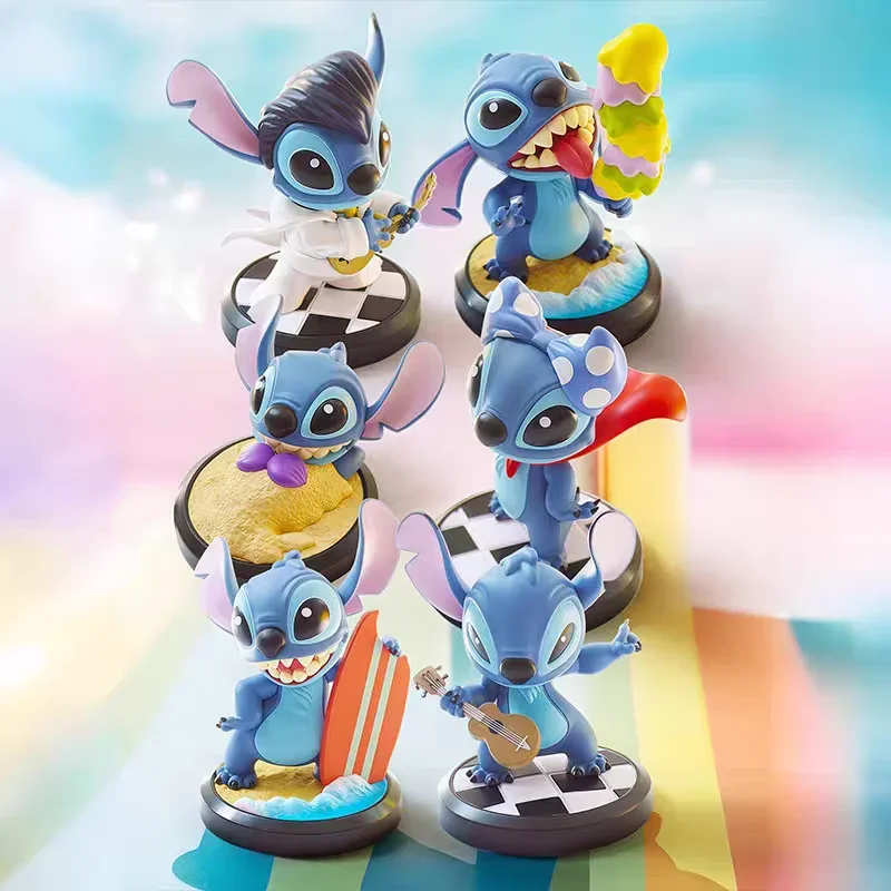 Nova disney stitch animação dos desenhos animados estilo verão figura caixa cega criativo ornamento de mesa caixa de presente surpresa brinquedo colecionável