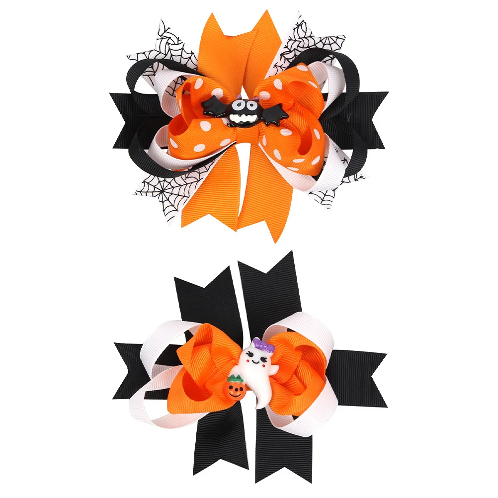 

2Pcs Halloween Hair Bow Clip Bat Ghost Hairpin for Kids Toddlers Girls Party Costume Accessories Hair Clip Bow Hairpin