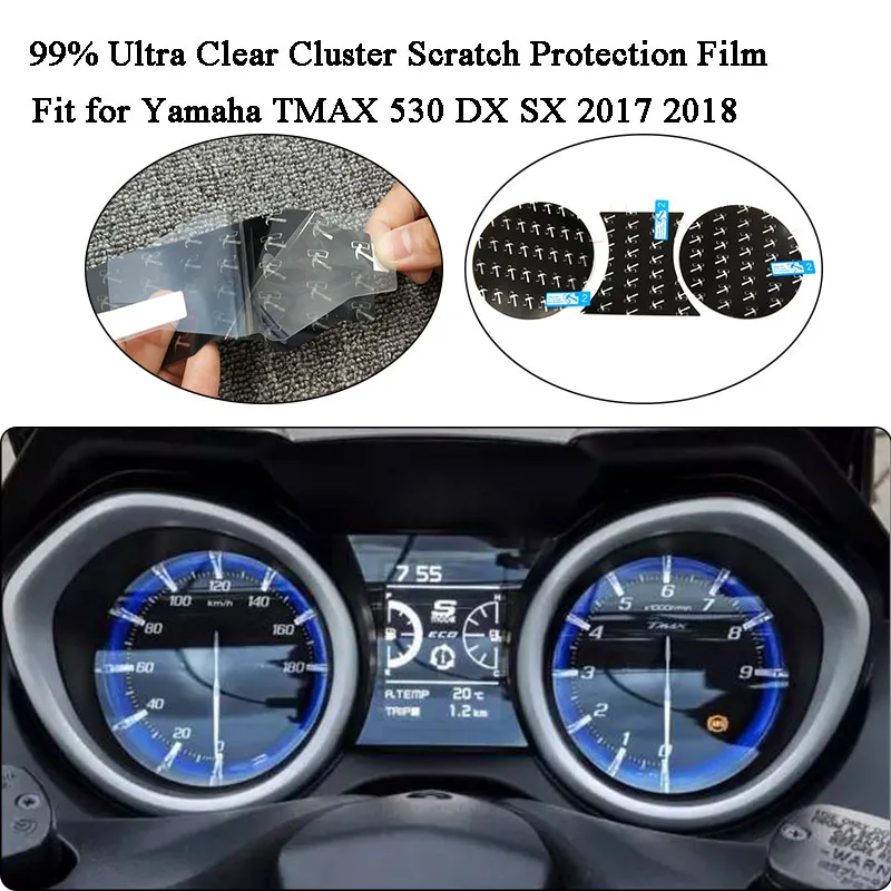 Motorcycle Transparent Crystal TPU Cluster Scratch Film Speedometers Screen Protector For Yamaha Tmax 530 DX SX 2017-2018