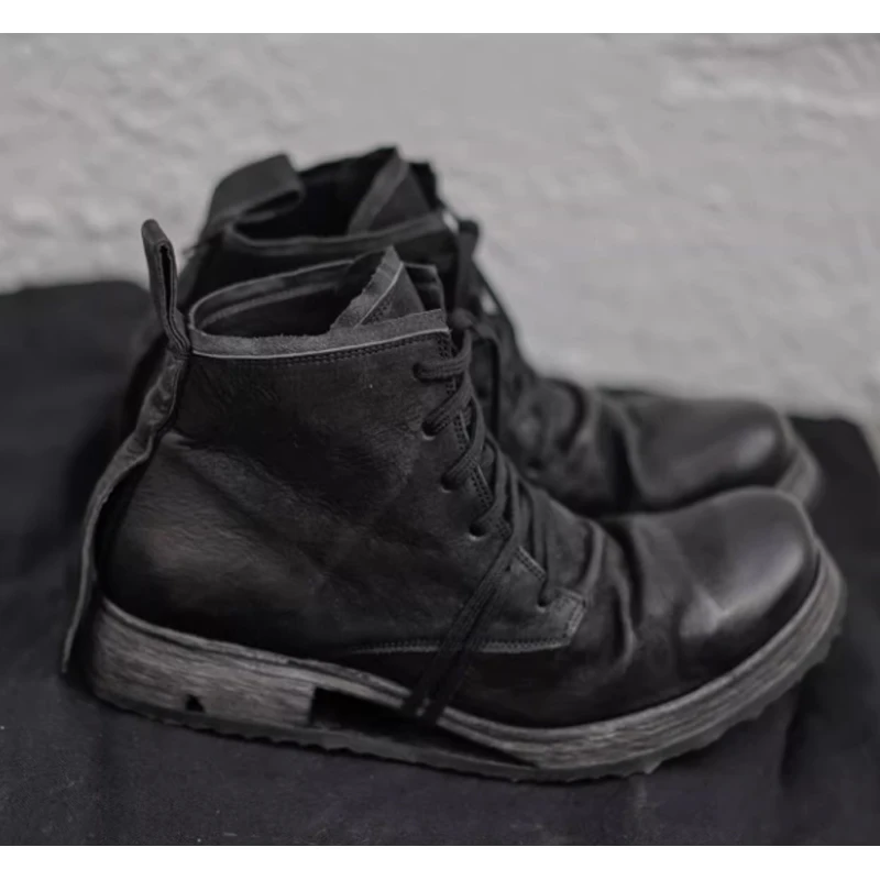 Men's Distressed Black Platform Hollow Out Sole Boots High Top Casual Boots Thick Sole Shoes Gothic Fashion Ankle Boots