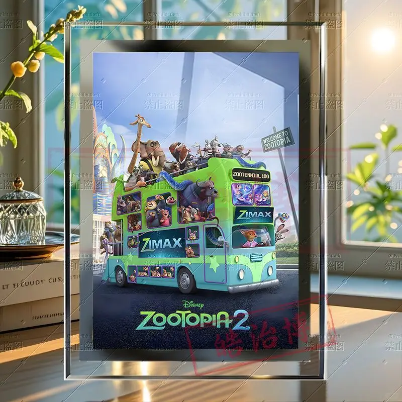 Disney Zootopia 2 merce animale gruppo foto film poster cornice in vetro cristallo ornamento creativo pittura decorativa regalo