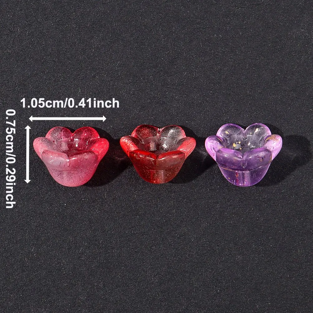 21/54/94 قطعة خرز زجاجي متعدد الألوان على شكل زهرة، لإكسسوارات المجوهرات ذاتية الصنع، عيد الحب، عيد الميلاد، هدايا عيد الشكر #4