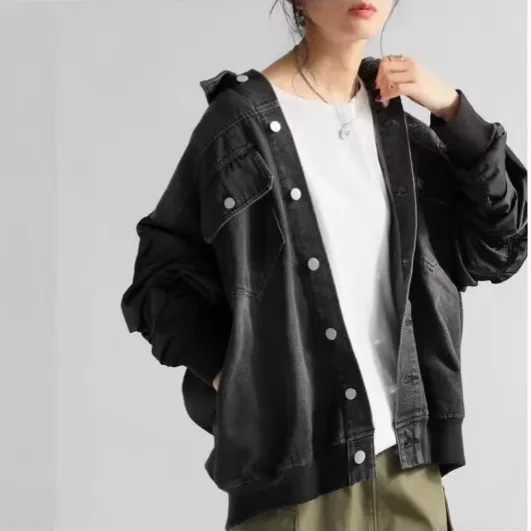 

SuperAen 2026 Spring and Autumn New Women Europe and America Style Fashionable Elegant Simple Ruffled Design Denim Jacket