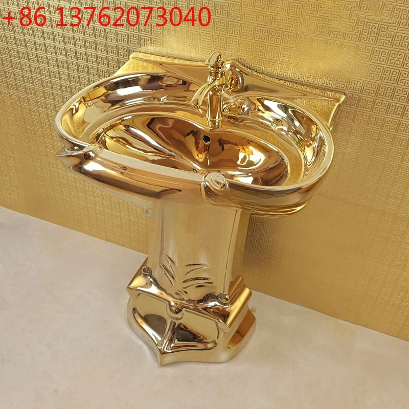 

Золотой рельефный художественный умывальник Умывальник от пола до потолка Керамический золотой умывальник