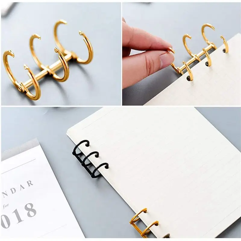 Classic-40Pcs 3 Ring Gold Book Rings Leaf Binders Office Book Rings Snap Split Hinged With 20 Mm Inner Diameter Gold Book Rings