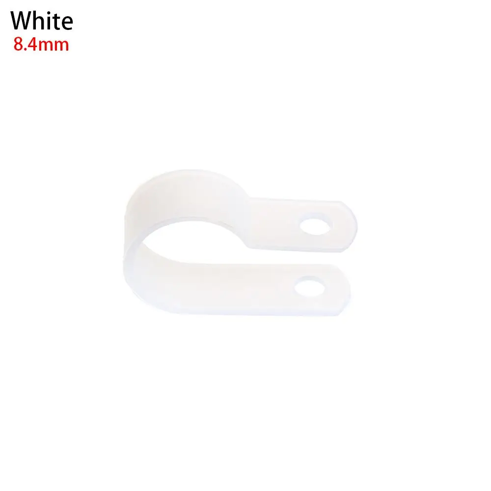 100PCS Durable Electrical Fittings Hardware Metal Wiring Hose Fasteners R-Type Clip Pipe Mounting Fix Nylon Cable Clamp