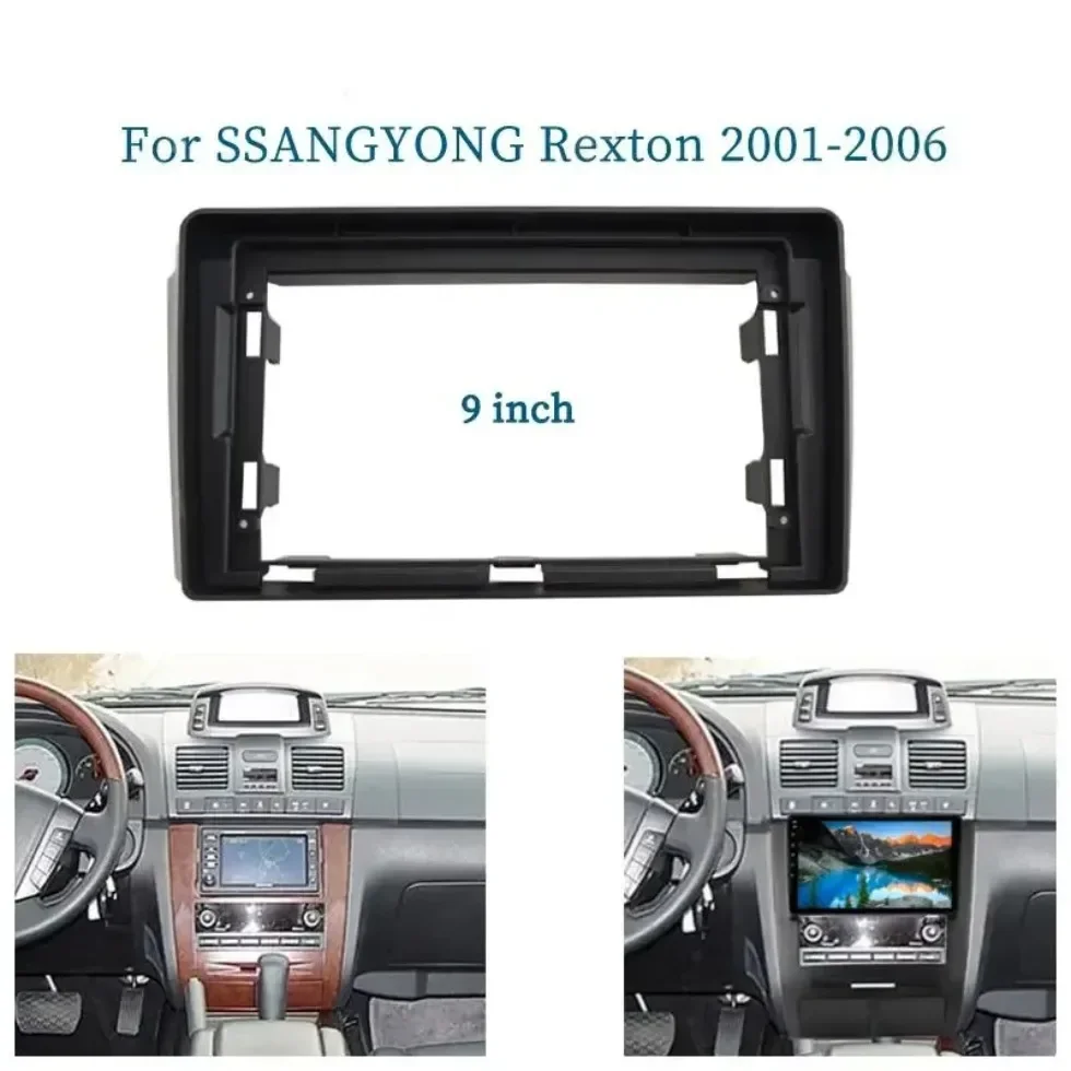 For Ssangyong Rexton 2001-2006 9 Inch Car Frame Fascia Adapter Android Big Screen Audio Dash Fitting Panel Kit