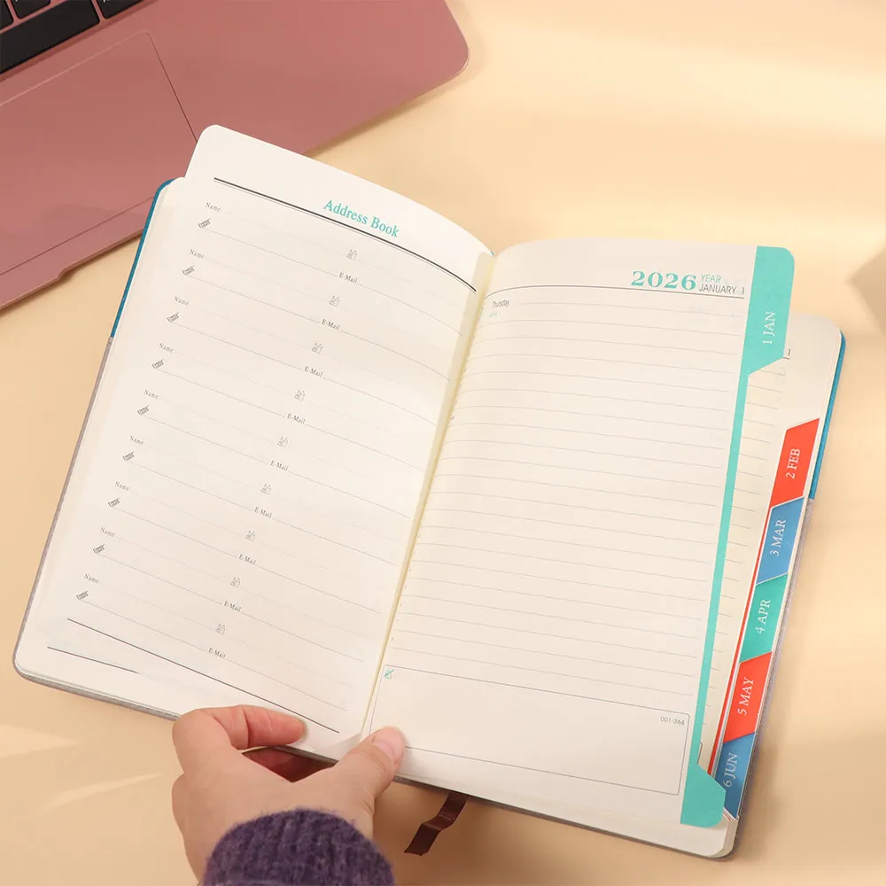 

365 Days 2026 Schedule Planner Notepad Efficiency English A5 Agenda Planning Notebook Thick Paper Self-discipline