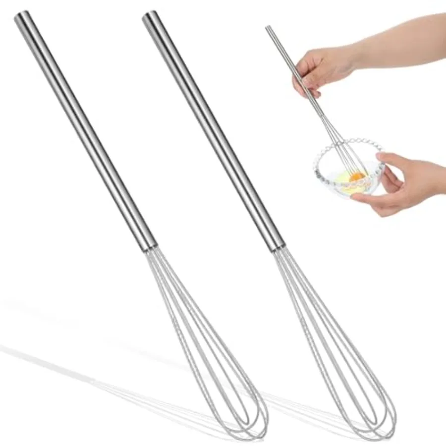 

2 Pcs Mini Whisks Set Stainless Steel Whisk Tiny Egg Whisk Espresso Matcha Whisks Set Kitchen Baking Supplies For Cng Steel Wir