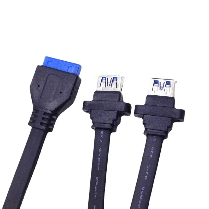 

Dual 2 Port USB 3.0 Front Panel Extension Cable A Type Female to 20 Pin Box Header Female Slot Adapter Cable