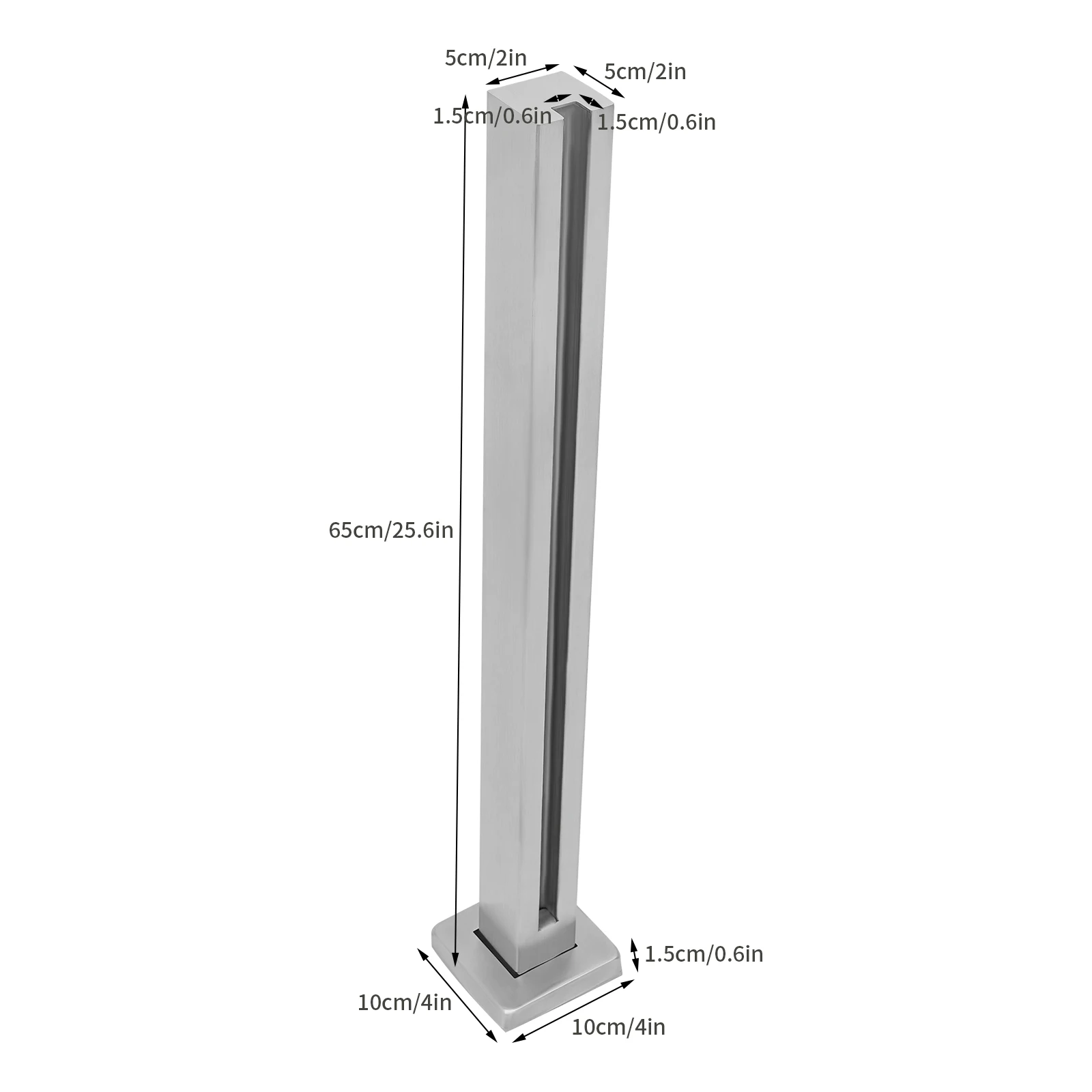 Glazen Leuningpaal, 304 Roestvrijstalen Balustrade Voor Balustrade Balkondek Trap, Kan Geen Leuningversie Toevoegen (25.6 ''/ 65Cm,