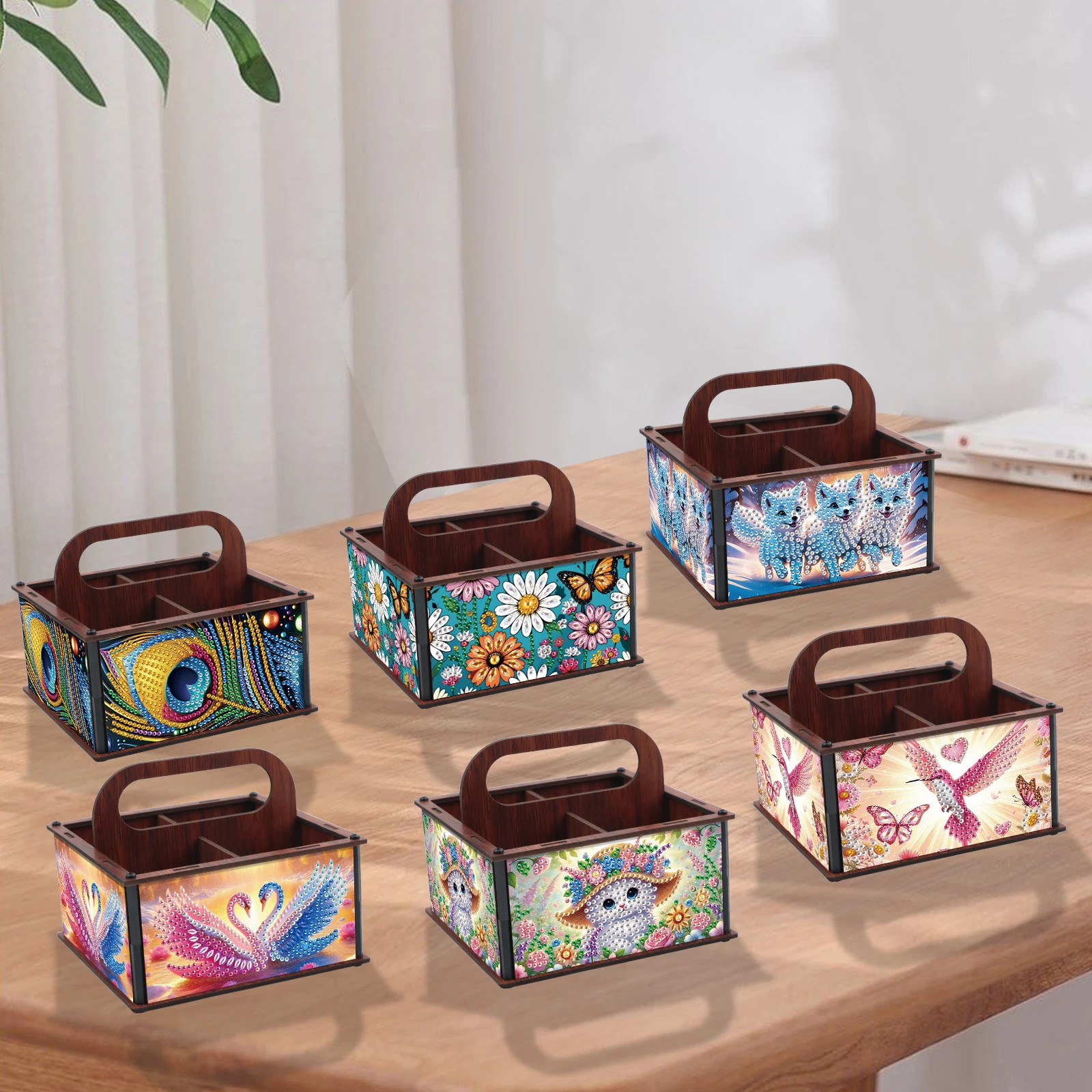 

Diamond Painting Handheld Storage Box Kits,Animals Special Shape Diamond Art Wooden Portable Handheld Storage Box Handmade Gift
