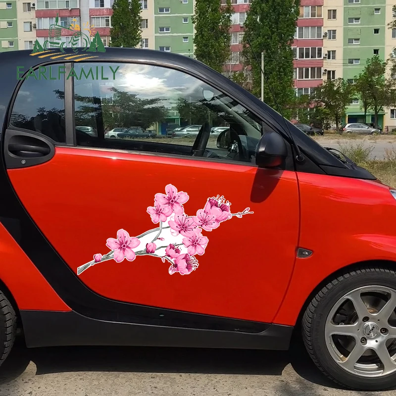 EARLFAMILY 43cm for Japanese Cherry Blossoms Car Sticker Car Accessories Car Door Decal Suitable for Vehicle Styling Accessories