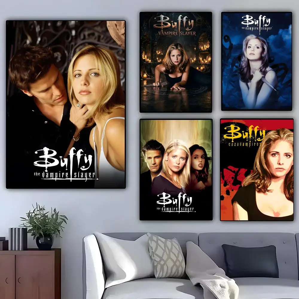 TV Buffy The Vampire Slayer Poster Self-adhesive Art Waterproof Paper Sticker Coffee House Bar Room Wall Decor