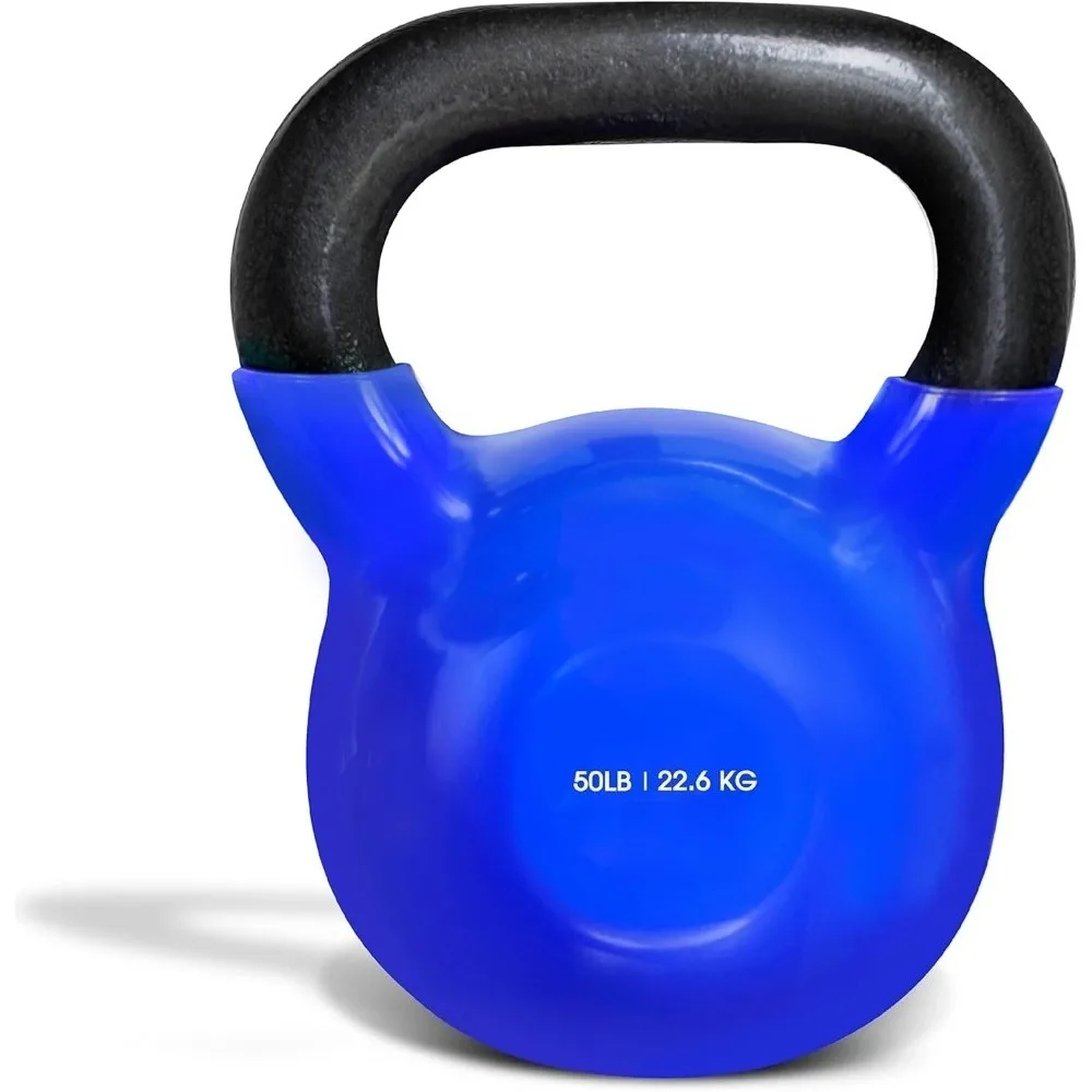 

Vinyl Coated Cast Iron Kettlebell 5-100 LB for Home Gym Full Body Workout Fitness Exercise