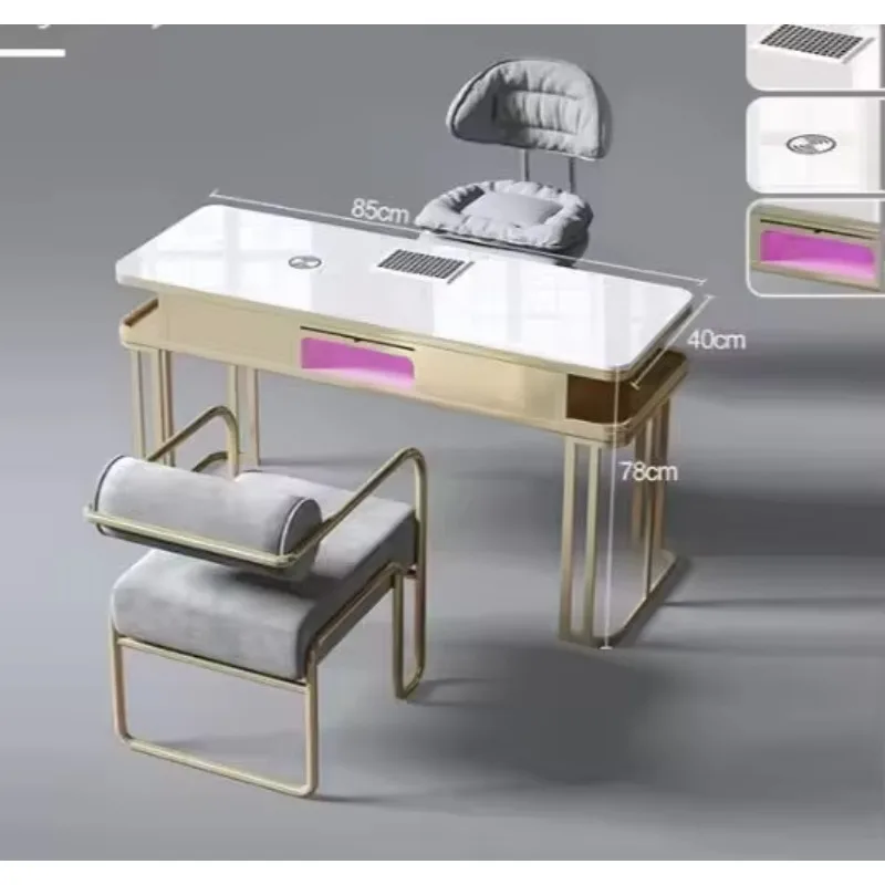 Factory Direct 2026 High Quality Leisure Style Salon Furniture Set Metal With Velvet Nail Manicure Table Salon Table