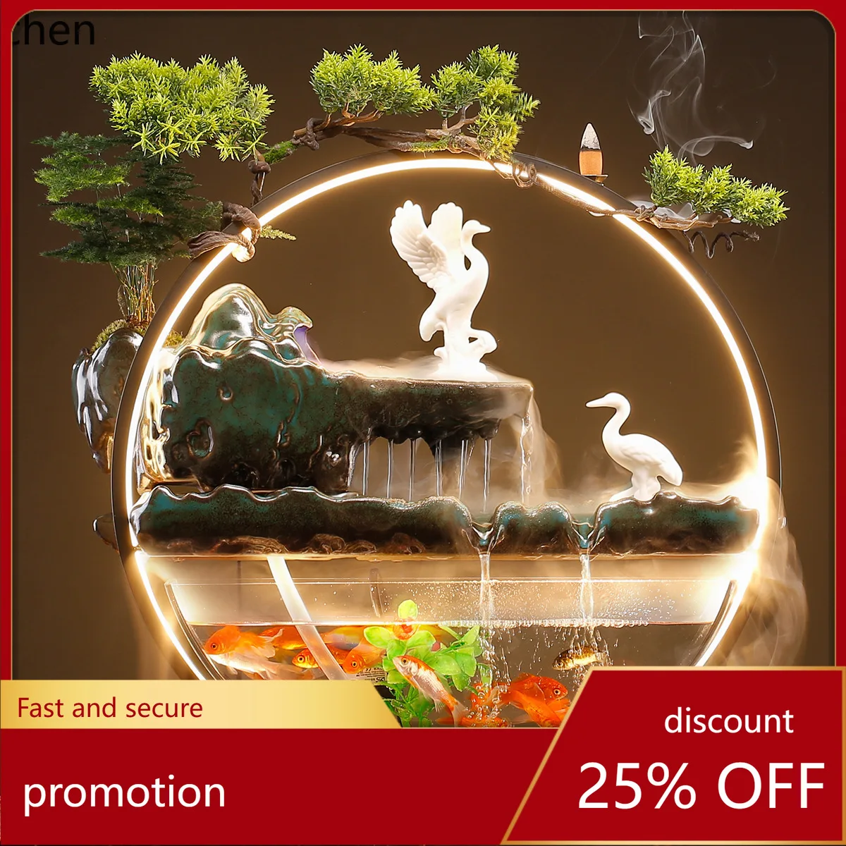 

HXL Ornament Flowing Water Fish Tank Home Desktop Decoration Landscape