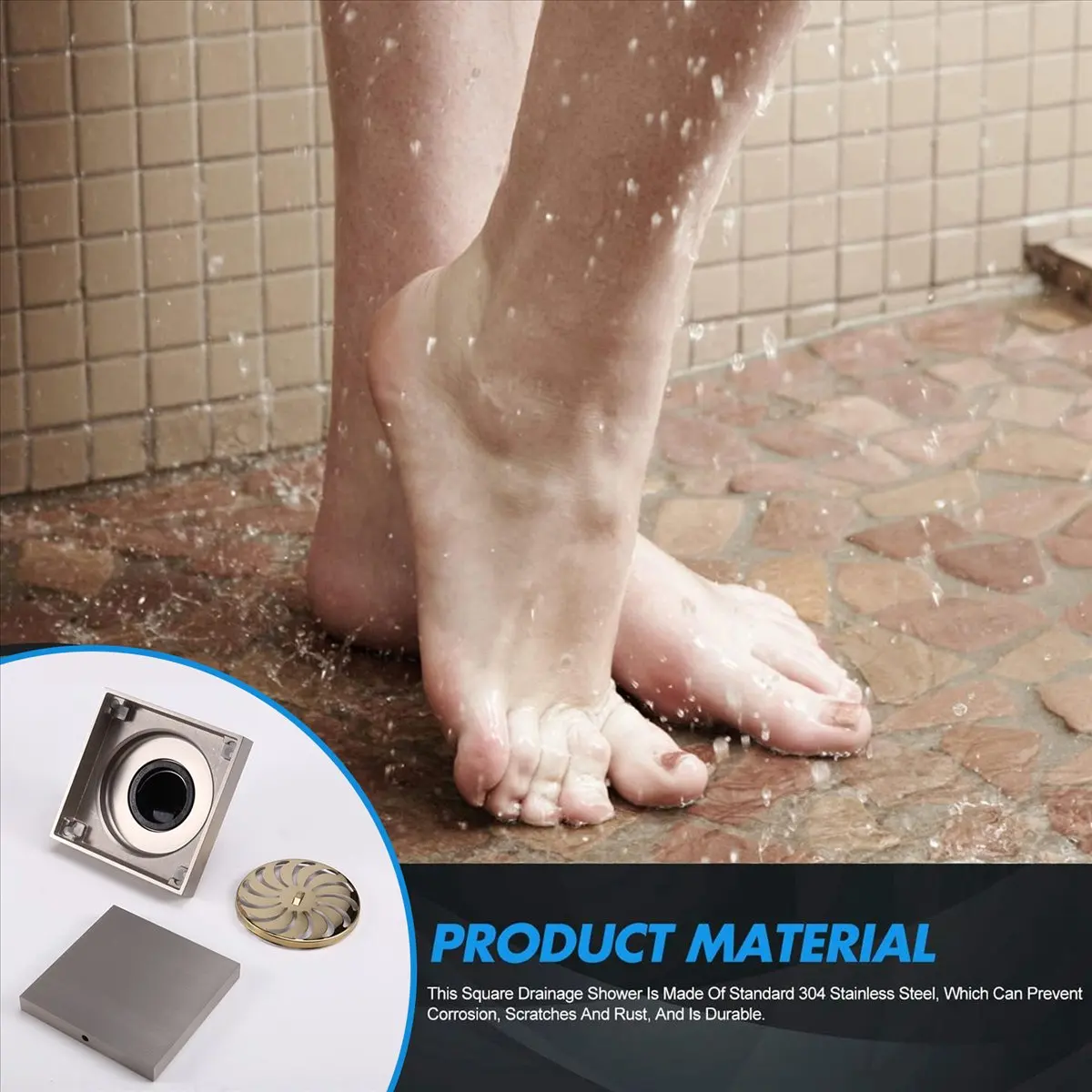 A73P Bathroom Submersible Floor Drain Deodorant Bathtub Floor Drain Cover Shower Inlaid Tile Deodorant Floor Drain C