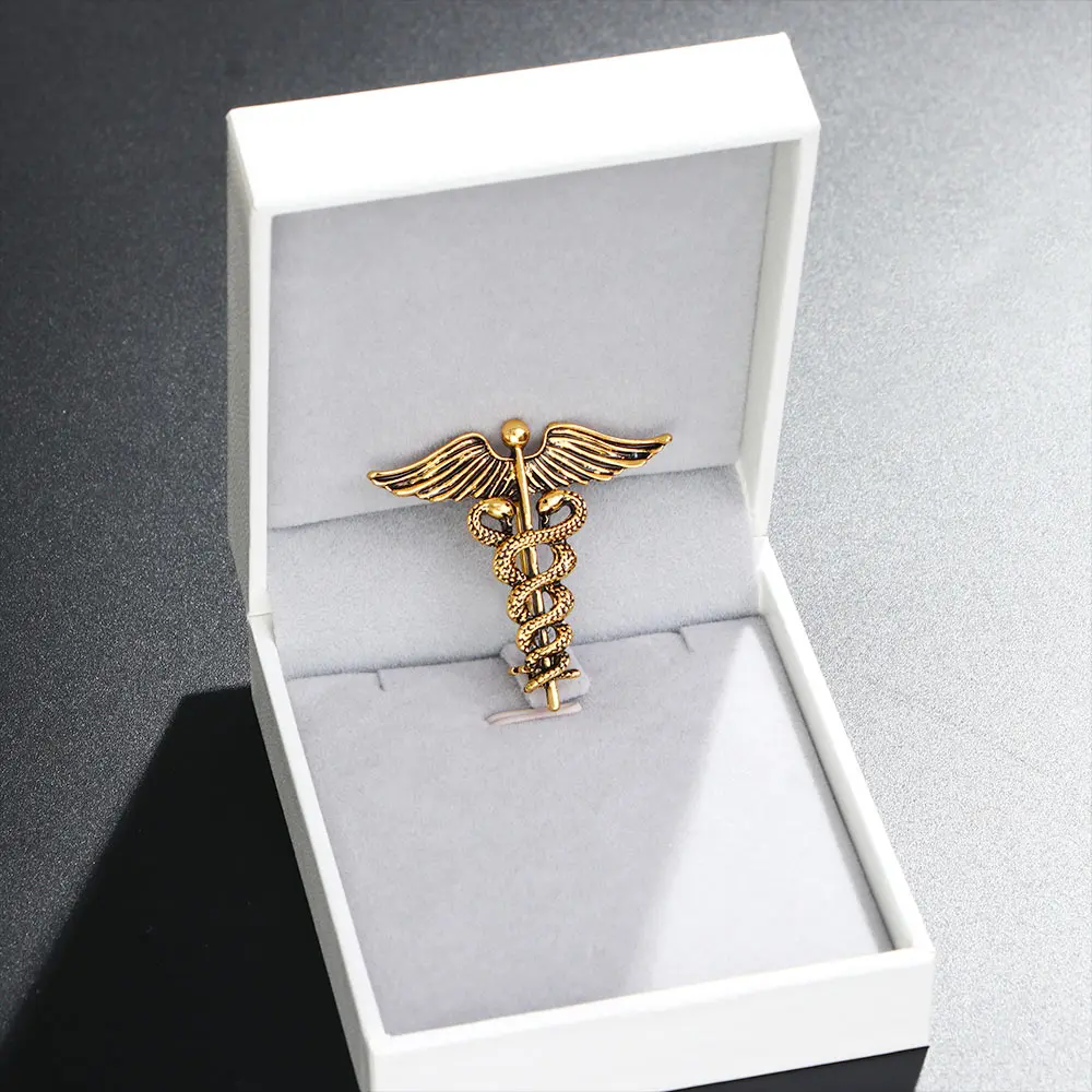 1Pc Crystal Caduceus Pins Badge Brooches Lapel Pin Medicine Symbol Gifts For Nurse Doctor Medical Students Brooch