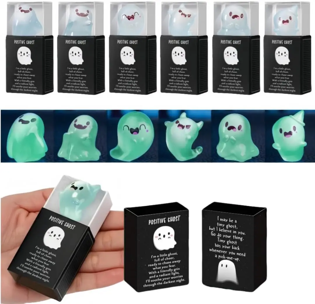 Fantômes positifs qui brillent dans la nuit, cadeaux de fête d'Halloween, Mini Figurines mignonnes en résine fantôme pour l'artisanat, décoration d'aquarium et Po, 6 pièces