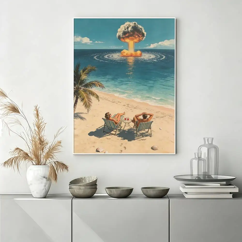 The Explosion Of An Atomic Mushroom Cloud Over The Ocean Poster For Modern Decor In HomeBedrooms Living Rooms Kitchens Bathrooms