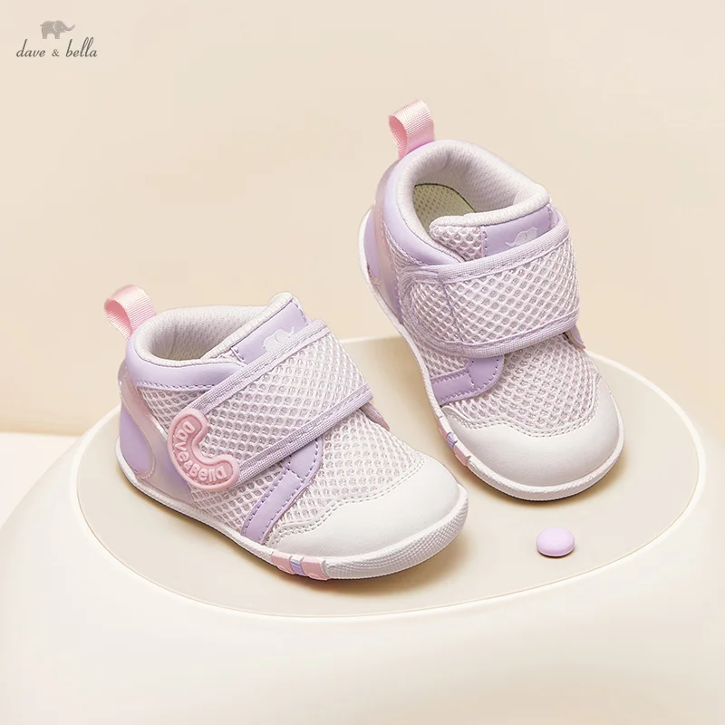 

Dave Bella Baby Shoes Non Slip Rubber Soles Sports Shoes Baby's First Walk Toddler Shoes Newborn Purple Flat Shoes DB1250850