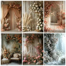 Pink Boho Floral Pampas Photography Background Kid Birthday Party Wedding Pregnant Portrait Decor Photo Backdrop Studio