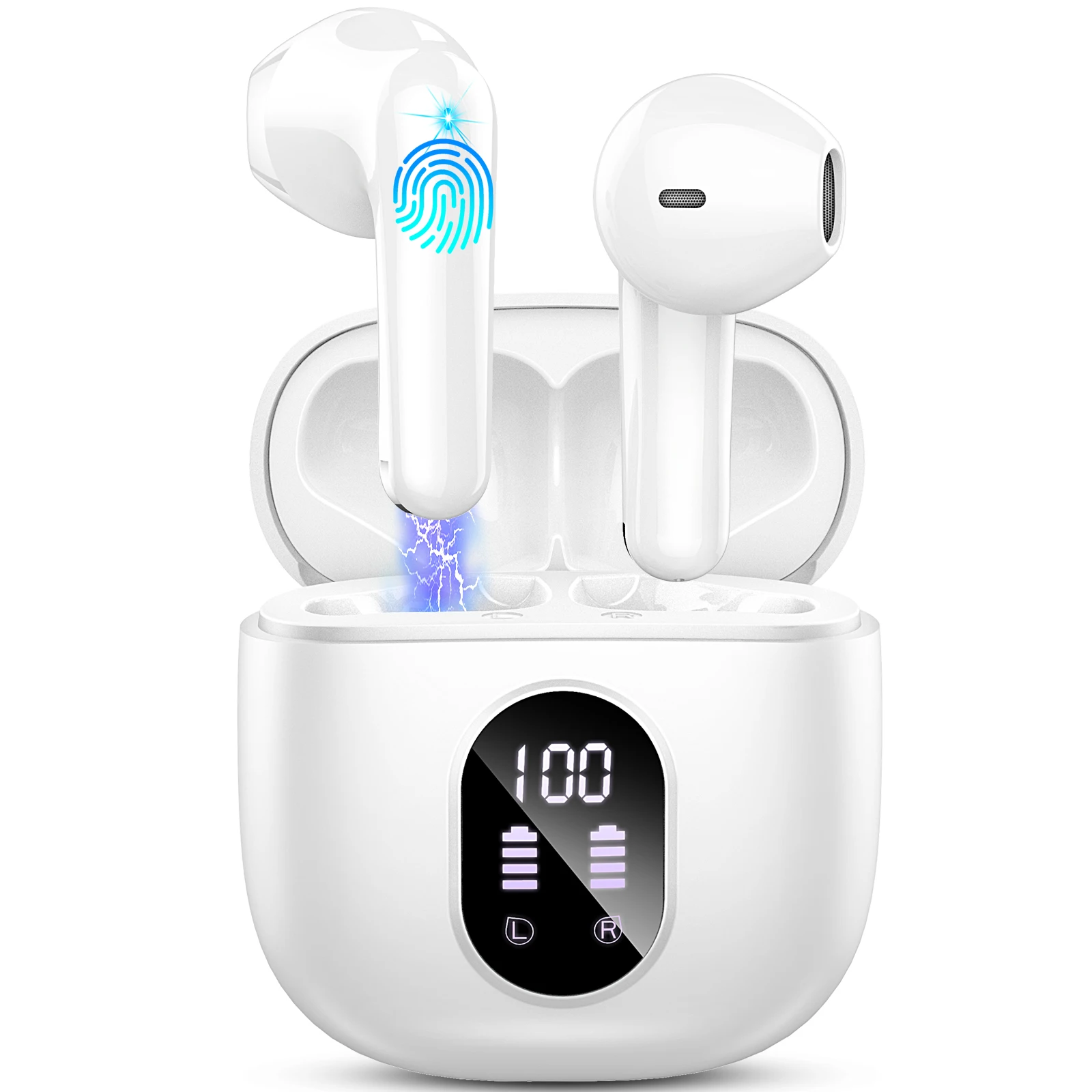 Kabellose Ohrhörer, Bluetooth 5.3-Kopfhörer im Ohr mit ENC-Mikrofon, 50 Stunden Spielzeit, kabellose Ohrhörer mit LED-Anzeige.