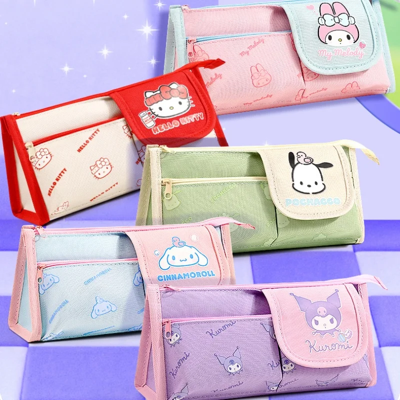 Echtes Sanrio-Charakteren-Federmäppchen für Studenten, zum Lernen, für Schreibwaren, tragbar, für Reisen, kleine Kosmetiktaschen, Aufbewahrungstaschen