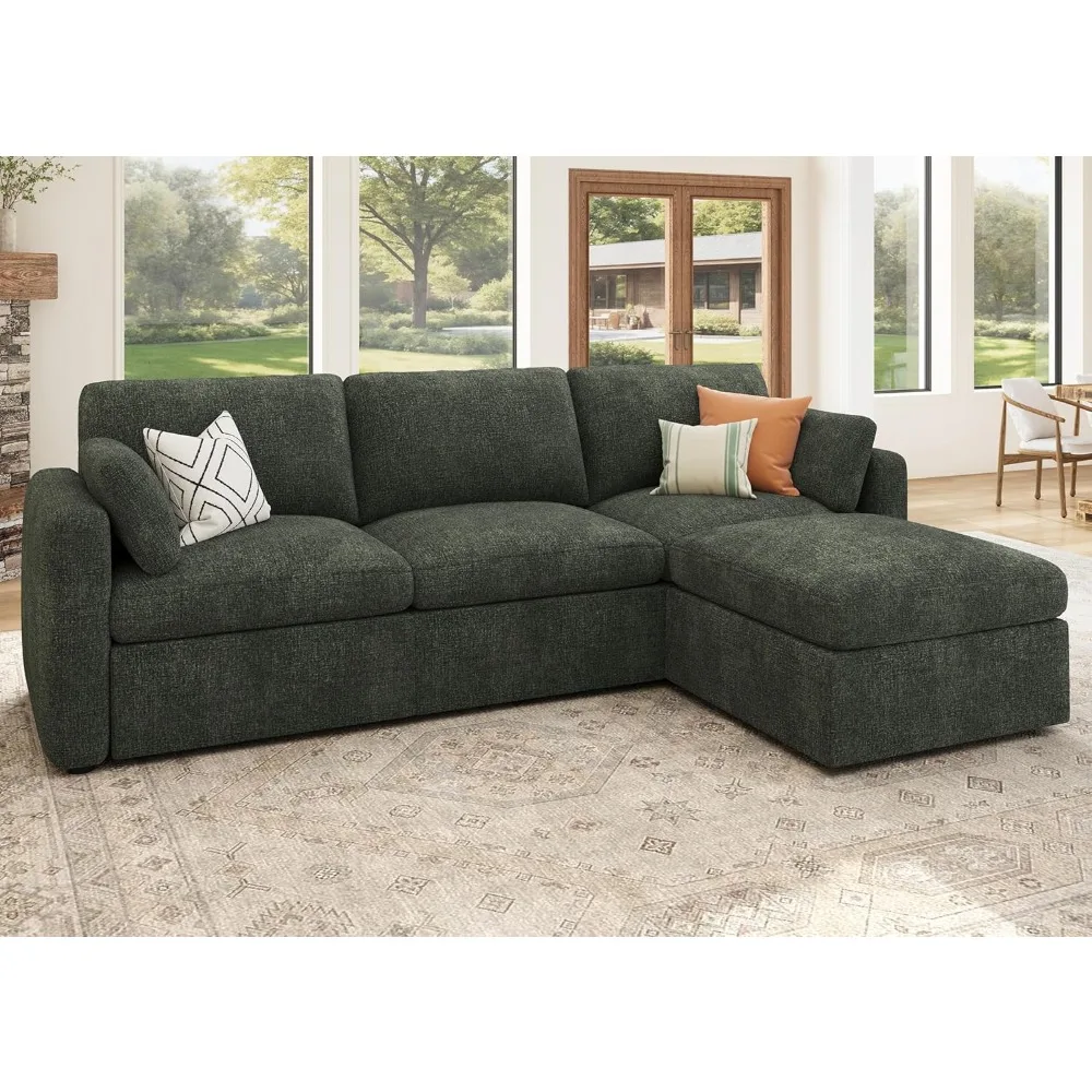 

Modular Sectional Couch with Storage Seats, L Shaped Sectional Sofa with Storage, Chenille Sectional Couches for Living Room