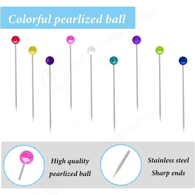 600PCS Sewing Pins, Straight Pin for Fabric, Pearlized Ball Head Quilting Pins Long 1.5inch, Corsage Stick Pin