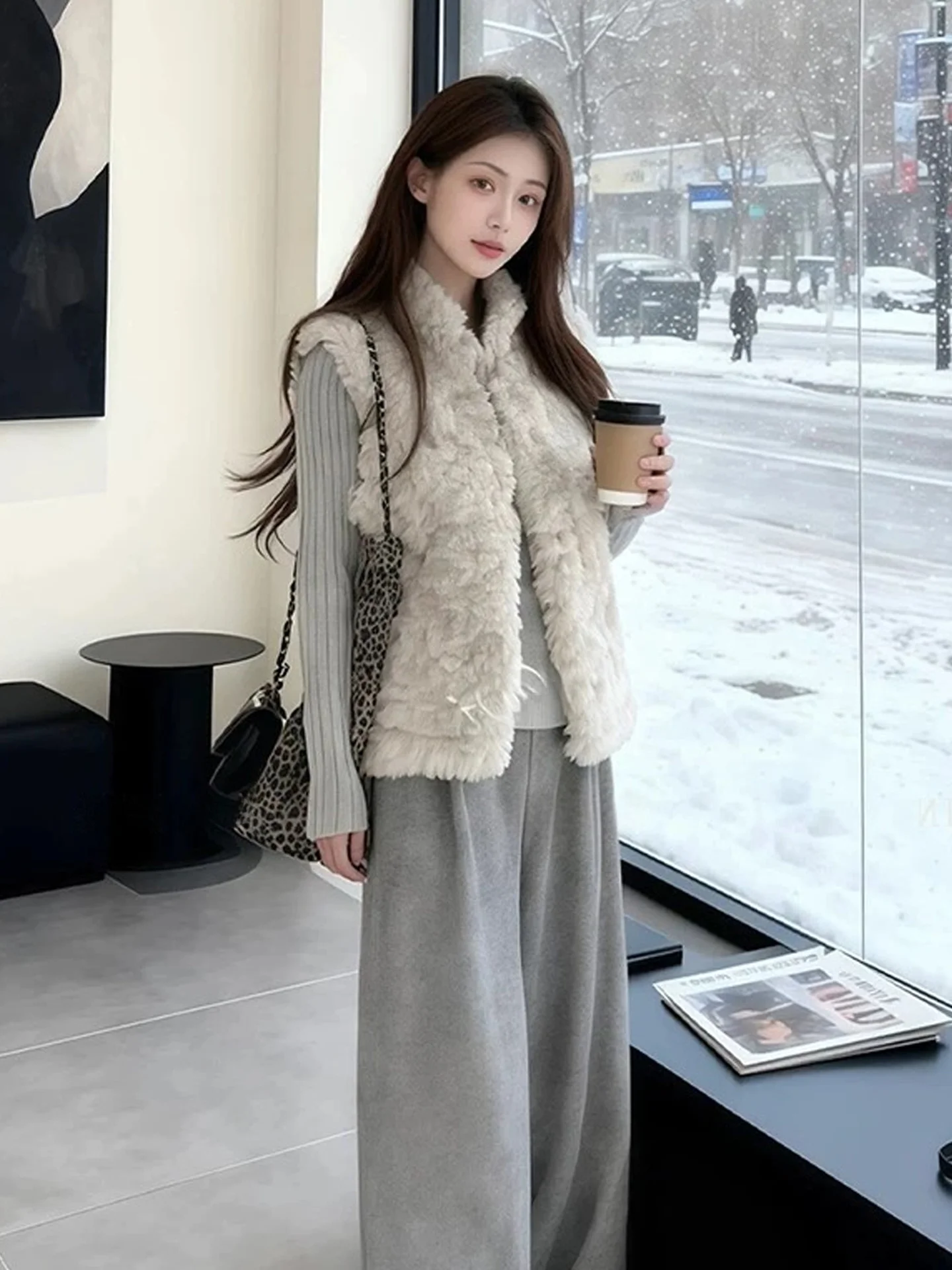 슬리 레이어드 순색 조끼 편안하고 패셔너블한 트렌디 아우터웨어 슬림핏 탑 겨울 패셔너블 재킷 다용도