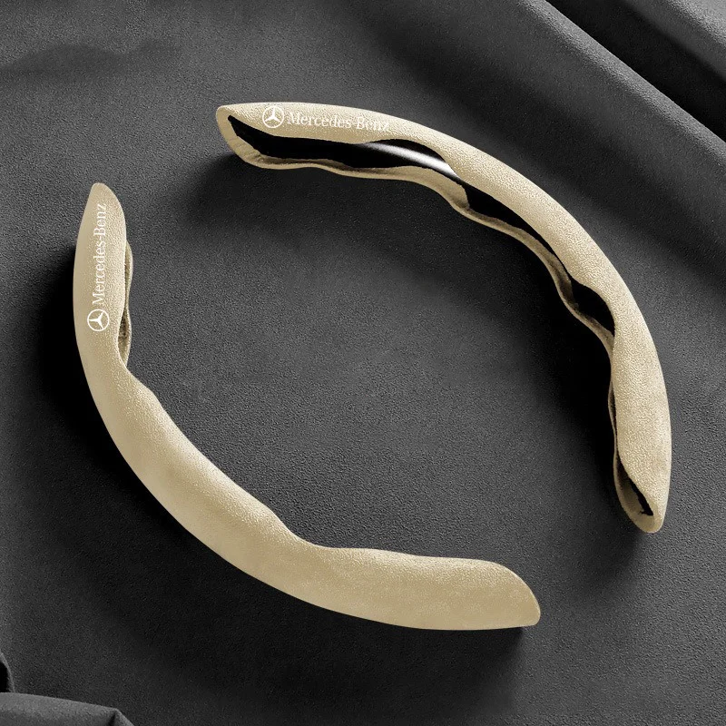 2pcs Suede Car Steering Wheel Cover  Non-slip Sleeve for Mercedes Benz W204 W203 W205 W212 W211 W124 W210 CLA CLK GLK SL ML