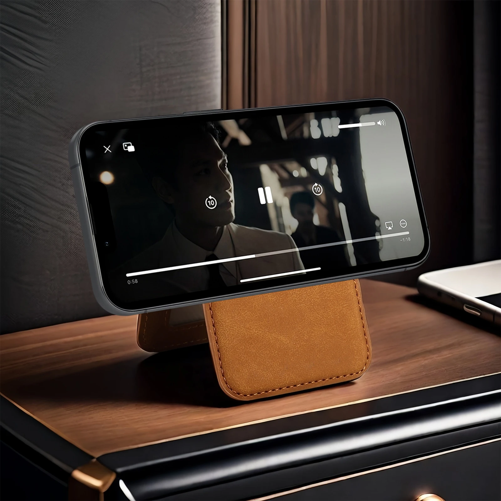 Retro Business Leather Wallet Card Holder Bag For iPhone&Samsung&Xiaomi&Huawei&Vivo For MagSafe Magnetic Splicing Color Card Bag view 4