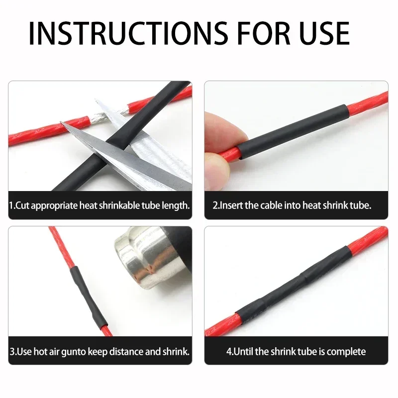 1/3/5/8/10m 2:1 Black Diameter 0.6mm ~ 80mm Heat Shrink Tube Heat Shrink Tubing DIY Connector Repair Cable Protecctor Sleeving