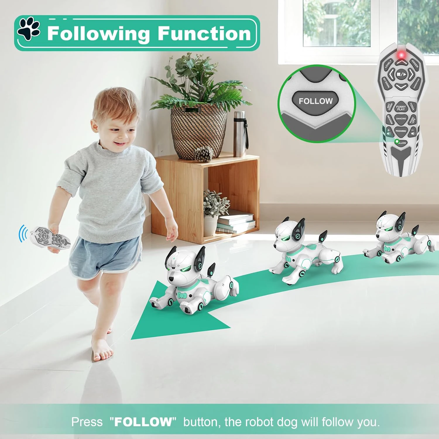 Perro robot interactivo inteligente con control remoto: el regalo perfecto de Navidad/cumpleaños para niños de tres años y más