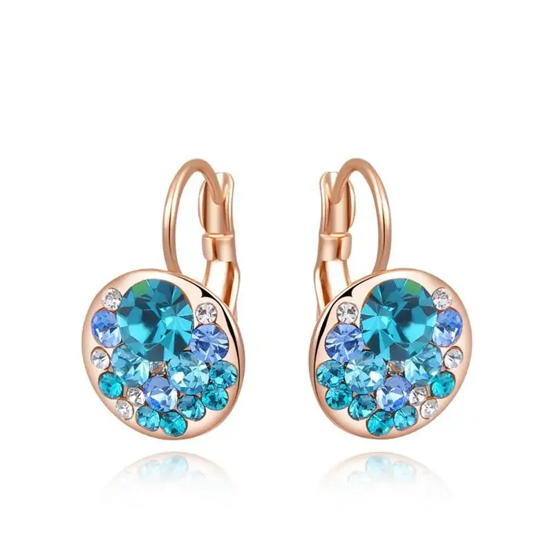 Exquisite Engagement Drop Ear Earrings Yellow Gold Color Round Earrings for Women Bride Wedding Party Jewelry Gifts Wholesale