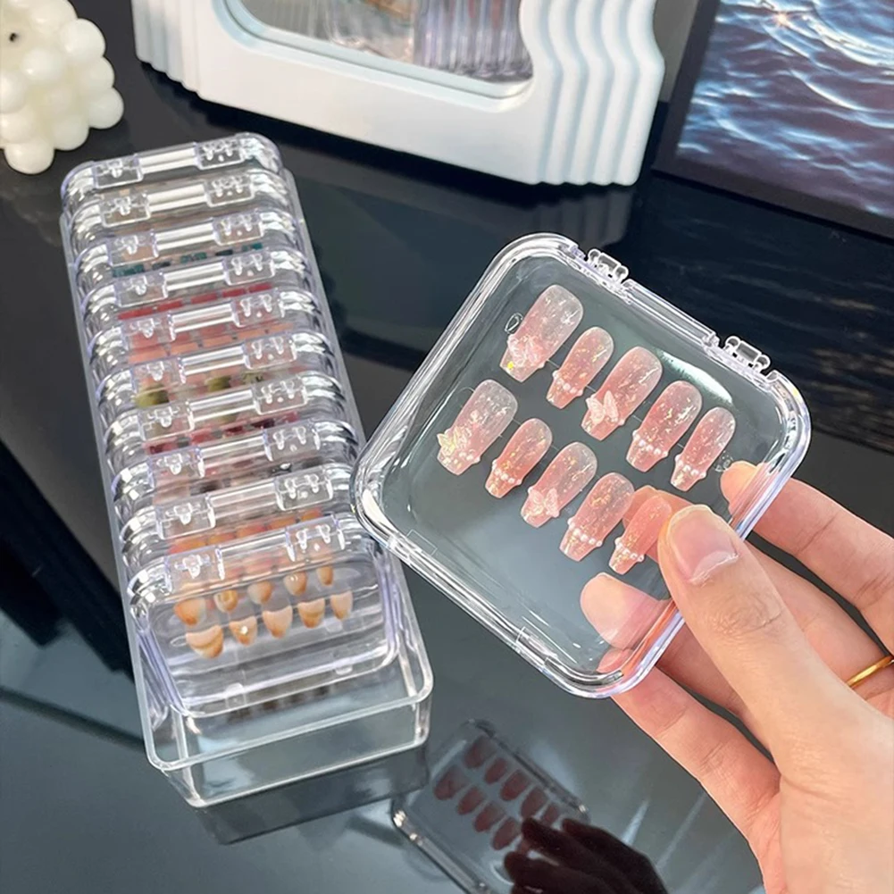 Wearing Nail Tips Storage Box Set Transparent Empty Nail Art Storage Box For Home Salon Use