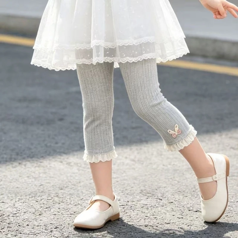 Atmungsaktive Mesh-Cropped-Hose für Babys, weiche, dehnbare Kinderhose, leichte Leggings, Freizeithose, Geburtstagsgeschenk