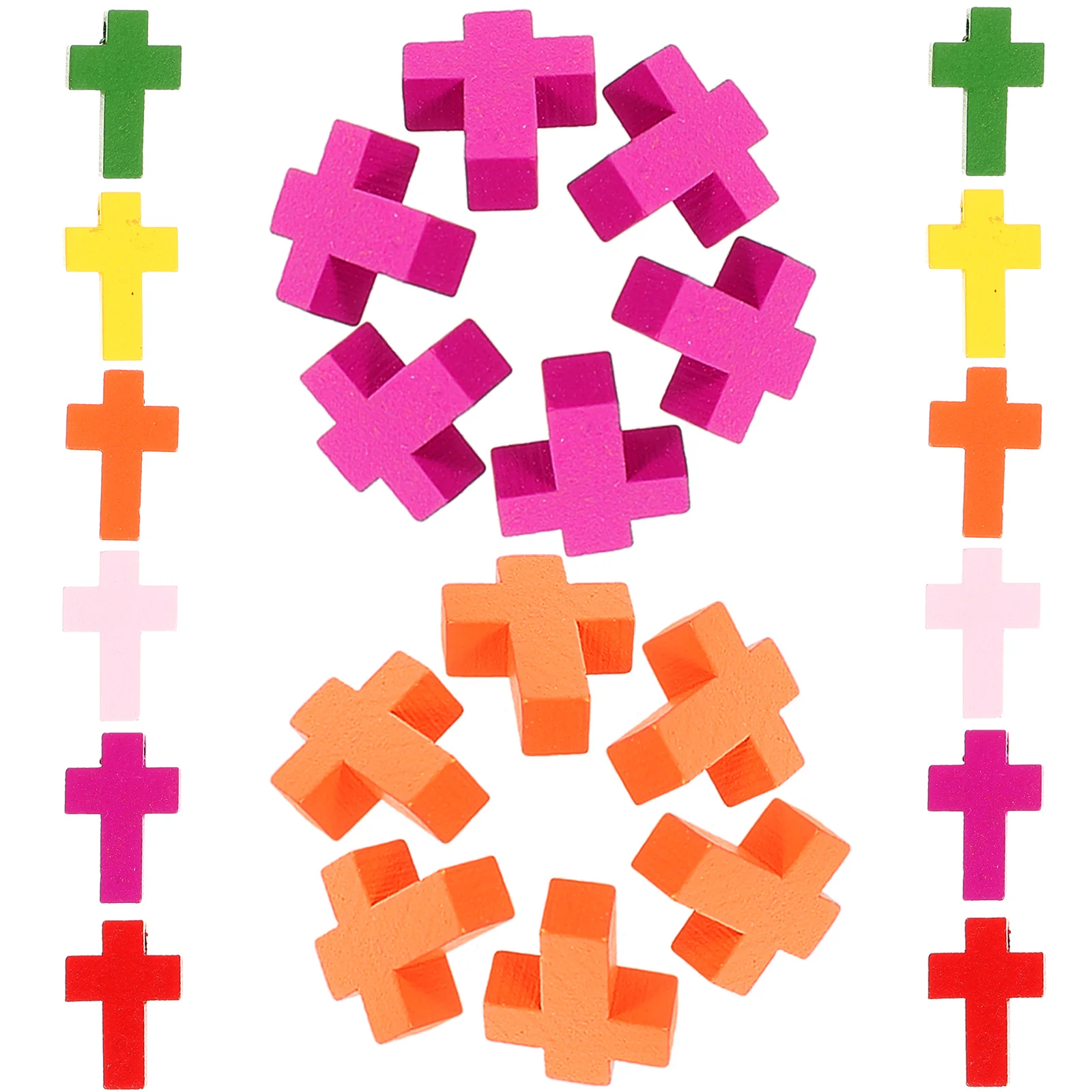 

100Pcs Assorted Color Wooden Cross Pendant Charms DIY Jewelry Making Necklace Bracelet Keychain Decorative Accessories