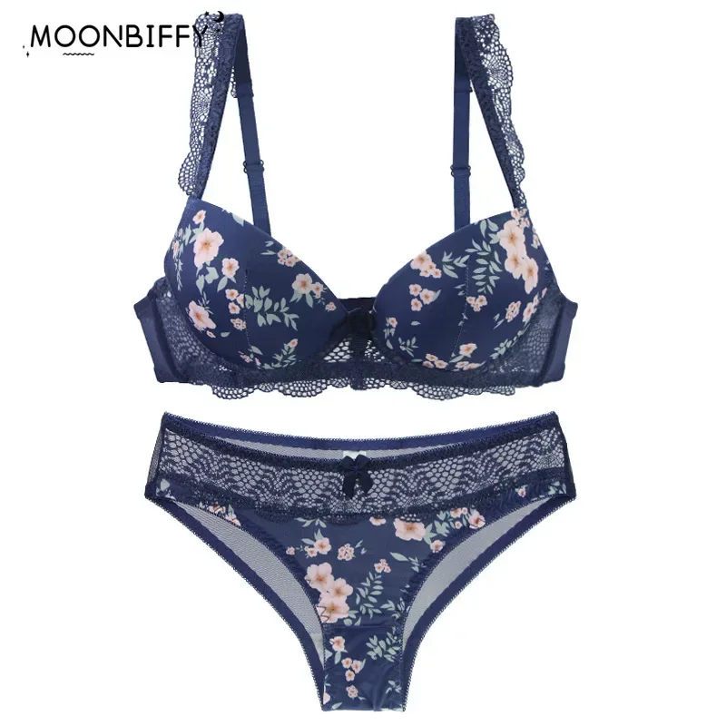 

2023 New Girls' Printed Sexy Lace Bra Set Push Up Bras for Women Underwear Set Bra Comfortable Bra Wholesale Soutien Gorge Femme