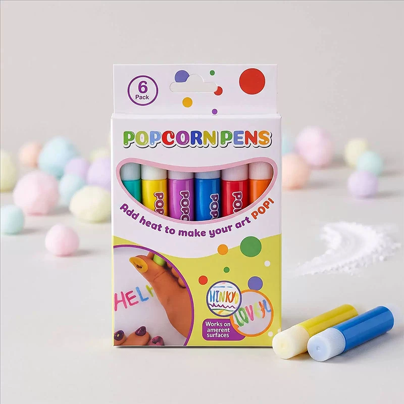 6/12pcs Magic Popcorn Pen, DIY Bubble Popcorn Drawing Pens, 3D Puffy Foam Marker Pen, Graffiti Stationery for Greeting Cards view 5