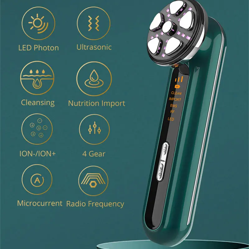 Microcurrent Facial Device Face Lifting Machine คอกระชับผิวนวด LED Light Therapy การสั่นสะเทือน Rejuvenation Beauty TOOL