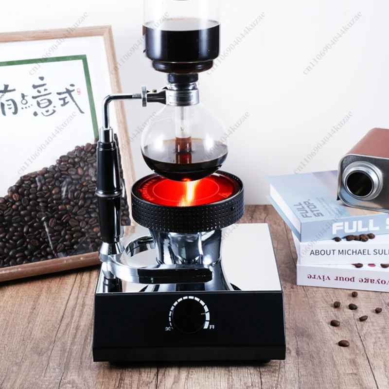 Dual Voltage 110V/220V Siphon Coffee Pot, US Standard Light Wave Furnace with Halogen Lamp Heater for Cooking